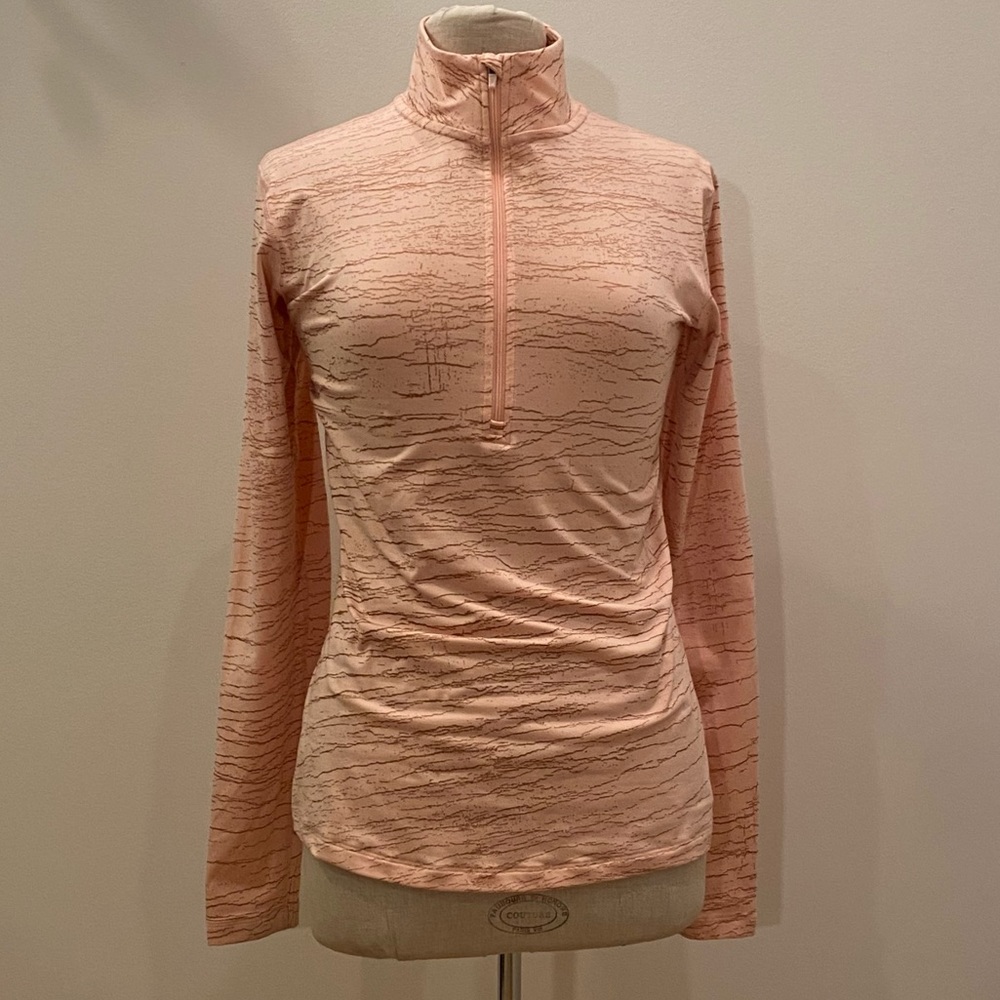 Nike Womens Dri-fit Soft Pink Long Sleeve Pullover w 1/4 Zip/Thumb Holes/Size L